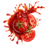 Fresh Tomatoes Splashing in Sauce on Transparent Background for Design Use png