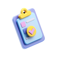 3D Rendered Clipboard with Check Mark on Transparent Background illustration clipboard png