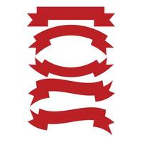 Red Ribbon Banner Set Curved And Flat Decorative Labels Design vector