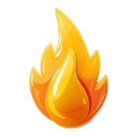 Glossy Fire Flame Icon Illustration with Orange and Yellow Colors on transparent background png