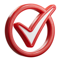 Red circle with white check mark symbol on transparent background red png