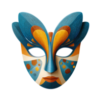 Intricate Carnival Mask with Blue and Gold Details on Transparent Background png