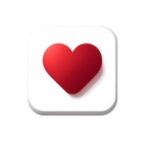 Red Heart Icon on White Rounded Square Button on Transparent Background heart png