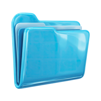 Shiny Blue Folder Icon with Two Inserts on Transparent Background glossy png