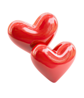 Two Glossy Red Heart Shapes Overlapping Each Other on Transparent Background png