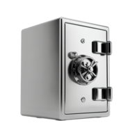 Shiny Silver Safe with Combination Lock and Secure Locking Mechanism highly png