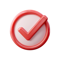 Red Check Mark in Circle Glossy Finish Isolated on Transparent Background png