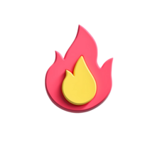 Stylized 3D Render of a Red and Yellow Flame on a White Background png