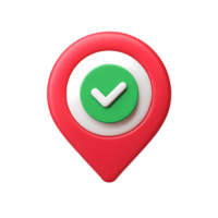 Red Location Pin with Green Check Mark on Transparent Background rendering png