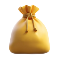 Gold sack with tied rope on transparent background for design work png