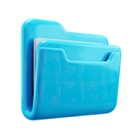 Glossy Blue Folder Icon for File Management on Transparent Background glossy png