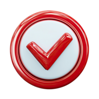 Shiny Red Check Mark in Circle on Transparent Background shiny red png