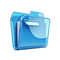 Translucent Blue Folder Icon with Papers on Transparent Background translucent blue png