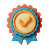 3D Rendered Approved Badge with Check Mark on Transparent Background png