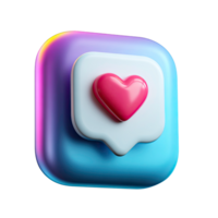 3D Rendered Social Media Like Notification Icon on transparent background rendered png
