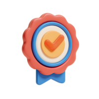 3D Rendered Approved Badge with Check Mark on Transparent Background rendered png
