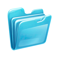 Shiny Blue Folder Icon Illustration for Data Management on transparent background png