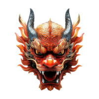 dragon head with horns and fire on transparent background png