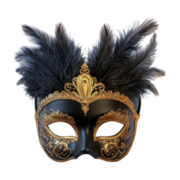 black and gold venetian mask with feathers png