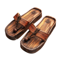 a pair of wooden slippers on a transparent background png
