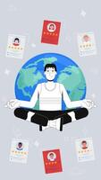 Mindful hiring 2D vertical animation. Global talent recruitment. Selecting diverse candidates star rating freelancers in HR animated character cartoon flat concept metaphor 4K stop motion video