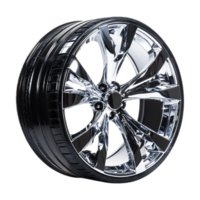 a chrome rim with a black center on a transparent background png