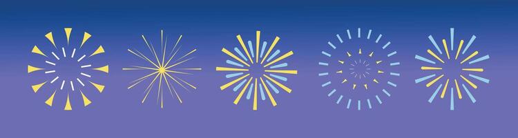 Set of fireworks. New year fireworks. Fireworks party. Firework exploding. Firework festive. vector