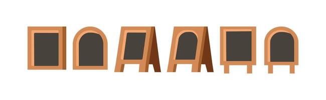 Set of restaurant menu board. Woden board illustration. Cafe menu board. vector