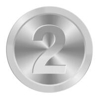 Silver award medal Illustration for web and games with big number two vector