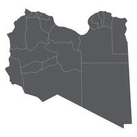 Libya map in district region administrator. Map of Libya district region administrator in grey color vector