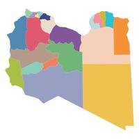 Libya map in district region administrator. Map of Libya district region administrator in multicolor vector