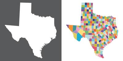 Texas state map in set multicolor. Map of the U.S. state of Texas with city map in set. vector