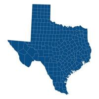 Texas with city map. Map of the U.S. state of Texas in blue color. vector