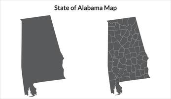 Alabama state map in set grey color. Alabama with city map in set grey color. vector