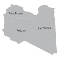 Libya map in subdivision regions. Map of Libya subdivision regions in grey color vector