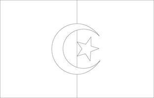 Algeria flag outline with black and white color. vector