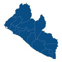 Liberia map in region administrator. Map of Liberia region administrator in blue color vector