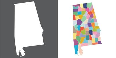 Alabama state map in set multicolor. Alabama with city map in set. vector