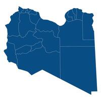 Libya map in district region administrator. Map of Libya district region administrator in blue color vector