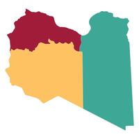 Libya map in subdivision regions. Map of Libya subdivision regions in multicolor vector