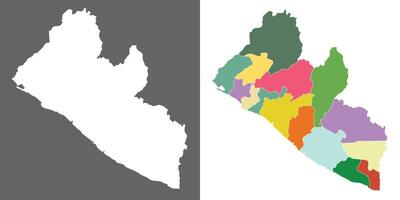 Liberia map in set. Map of Liberia in multicolor set vector