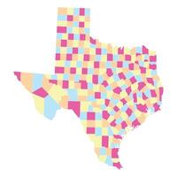 Texas with city map. Map of the U.S. state of Texas in multicolor. vector