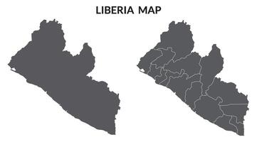 Liberia map in set. Map of Liberia in grey set vector