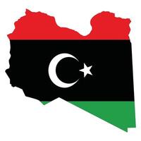 Libya map with country flag. Map of Libya with flag vector