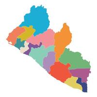 Liberia map in region administrator. Map of Liberia region administrator in multicolor vector
