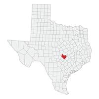 Texas with capital city Austin map. Texas map of Austin. vector