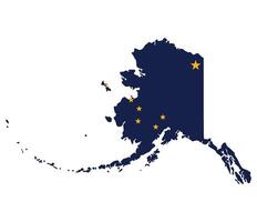 Map of Alaska with flag. Flag of Alaska state in map. vector