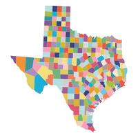 Texas with city map in colorful color. Map of the U.S. state of Texas vector