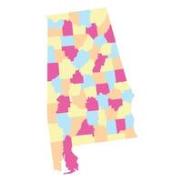 Alabama state map with city administrator in multicolor. vector