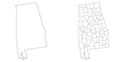 Alabama state map in set white color. Alabama with city map in set white color. vector
